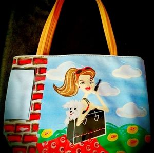 Rolf's Girl Character & White Dog Canvas/Acrylic